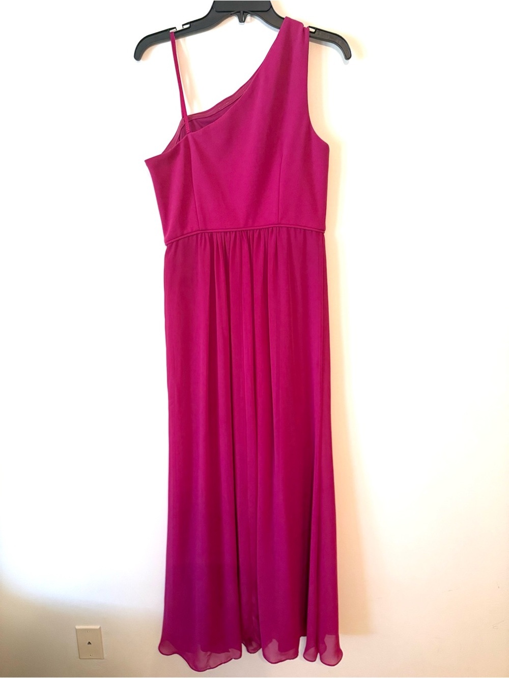 Adrianna Papell One-Shoulder Fuchsia/Magenta Maxi Dress - Picture 4 of 8